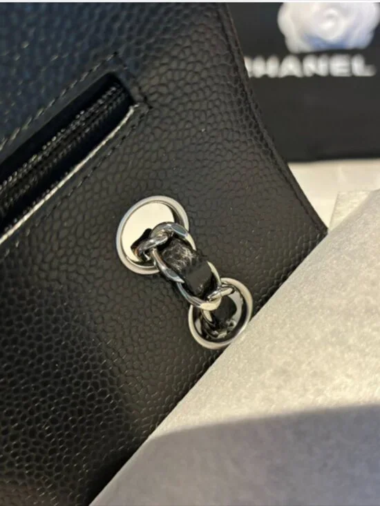 Chanel Timeless Quilted Shoulder Bag, Black Caviar, Silver Turnlock, Full Set - Picture 5 of 5